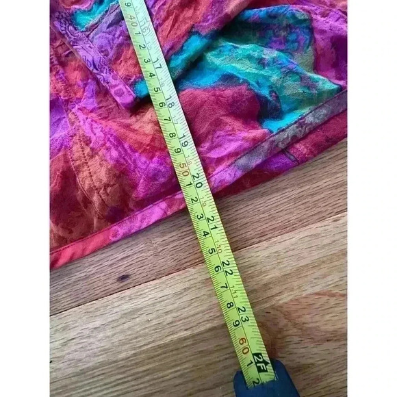 Colorful 100% Silk Button Down Sheer Blouse hippie boho flowy feminine SIZE 1/M - Picture 7 of 7